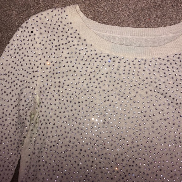 Alice + Olivia White Rhinestone Crewneck Sweat - Picture 3 of 3